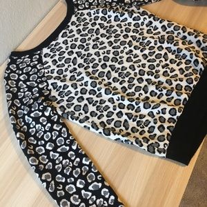 Leopard print mixed pattern sweater